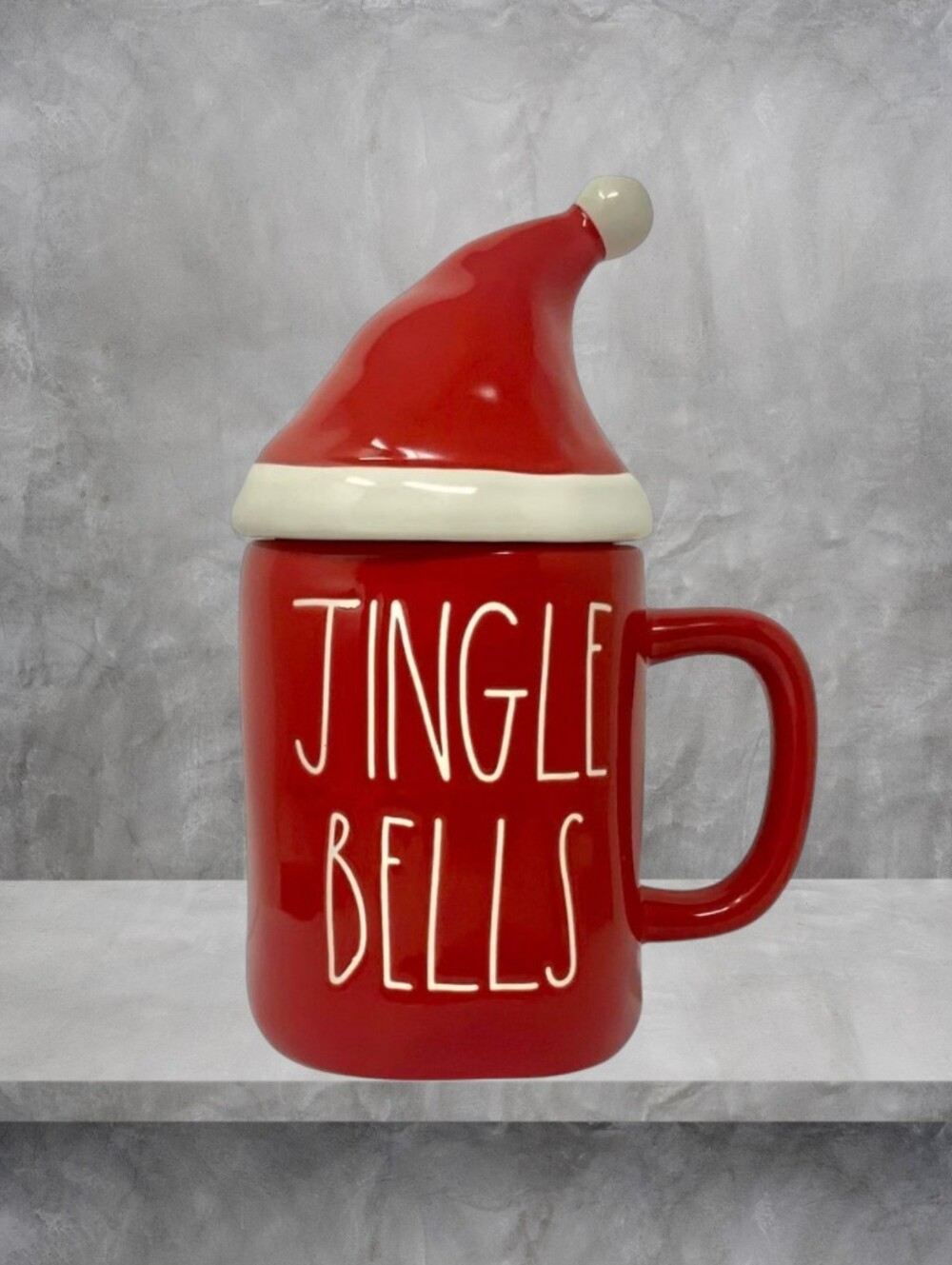 NWOT Rae Dunn "JINGLE BELLS" Holiday Mug with Topper
